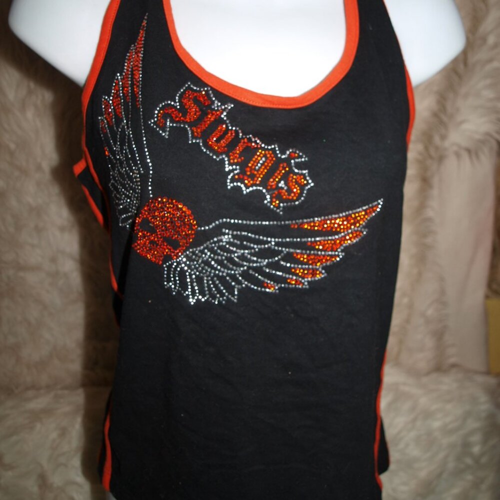 Embellished Black/Orange HALTER TANK SIZE M WASHED NOT WORN By Sports Gallery